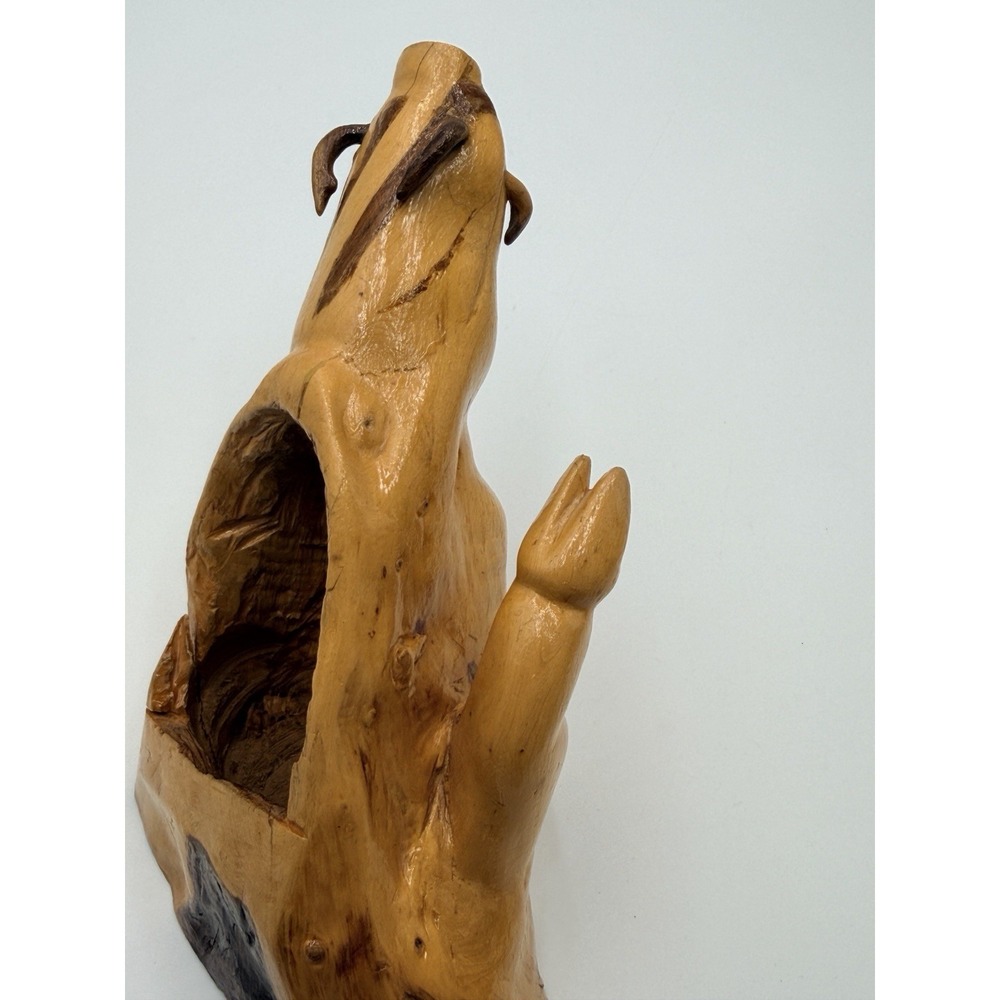 Hand Carved Wood Pig Boar Planter Holder Catchall Bowl Bizarre Folk Art WIERD - Picture 4 of 13